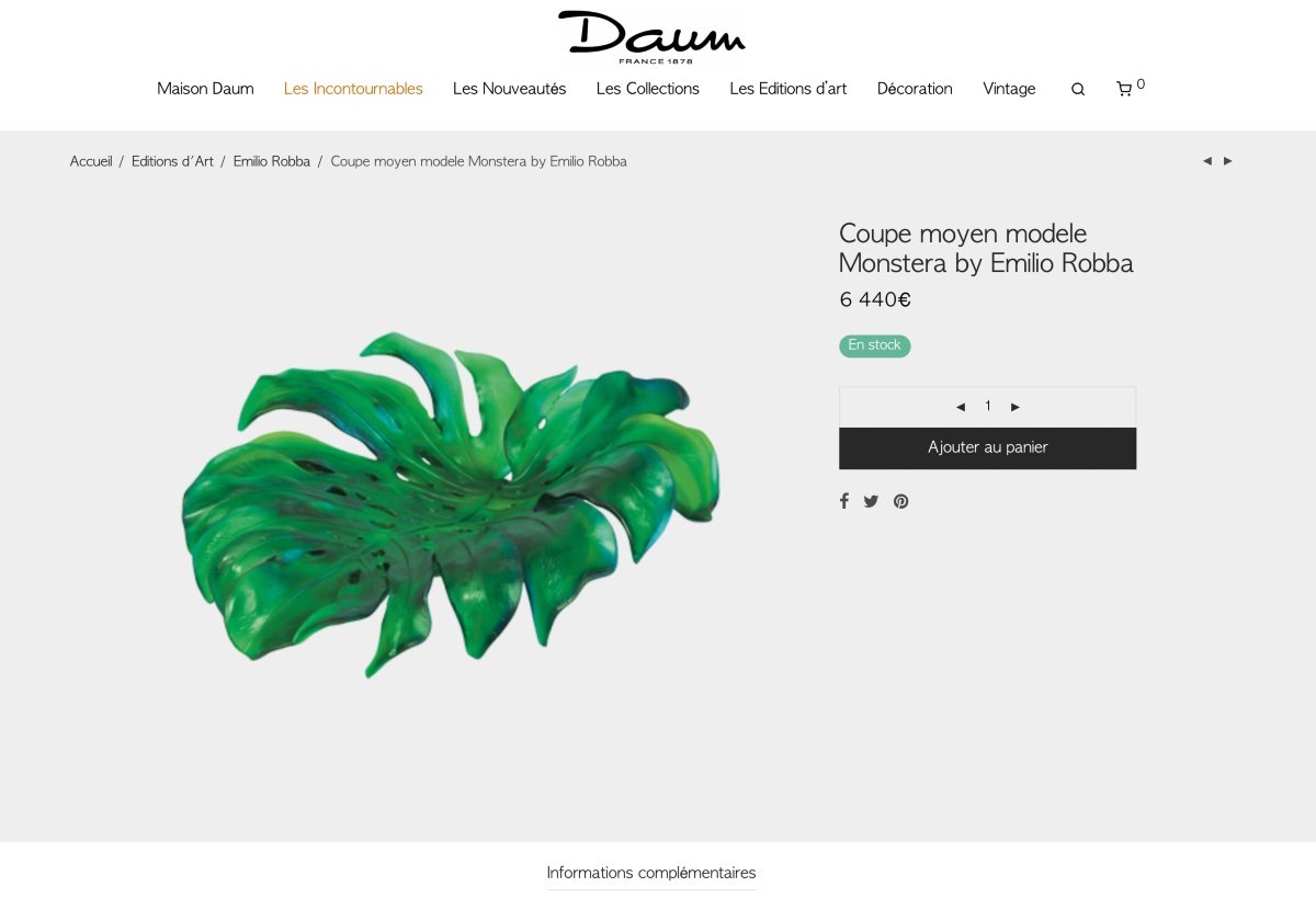 Monumentale coupe feuille de monstera DAUM Neuve en boite, numérotée,  era Lalique baccarat-photo-7