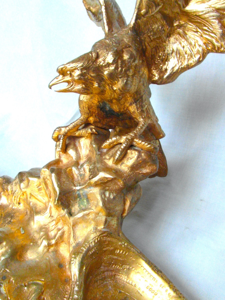 Monumental encrier en bronze dore par Marionnet , vers 1900, era Art-nouveau Siot Daum-photo-6