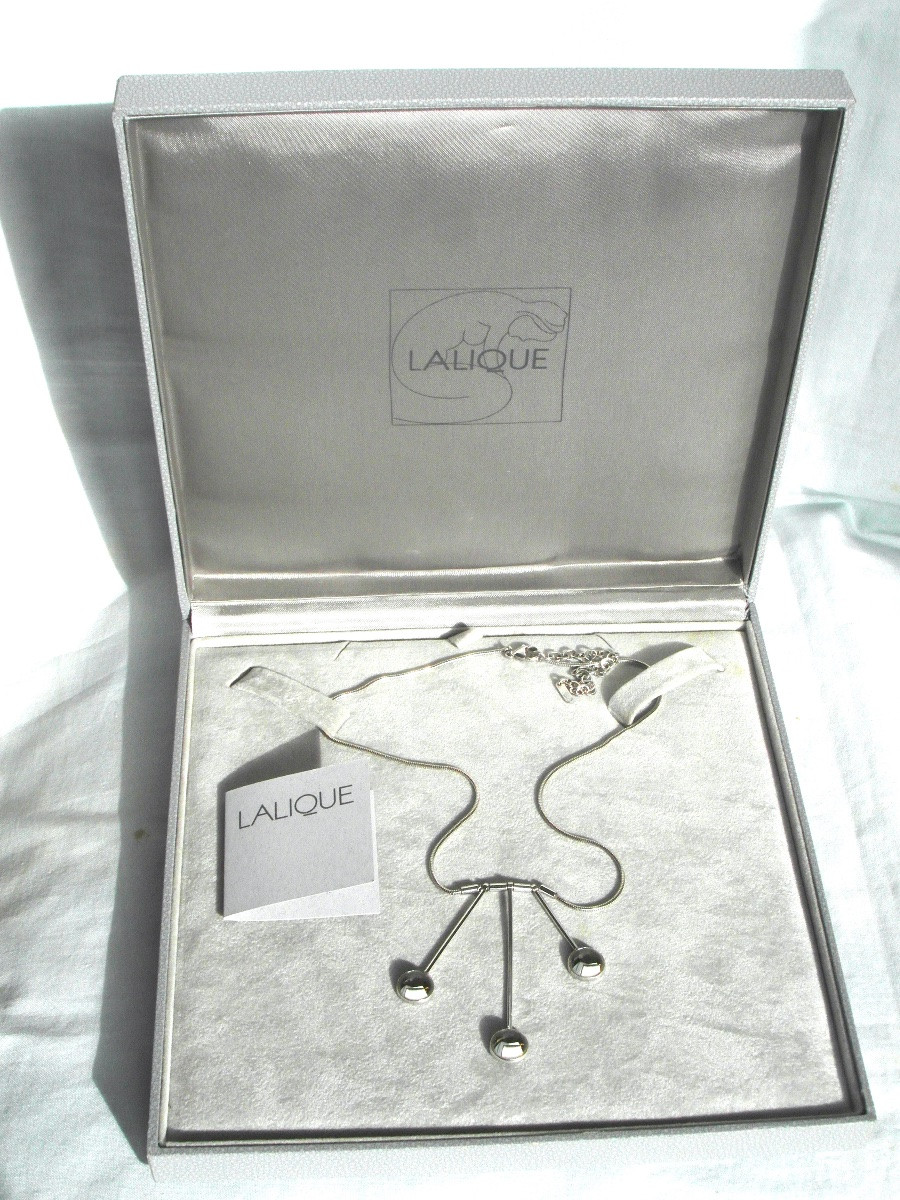 Charmant collier "Oxygene" par Lalique en argent et cristal, neuf avec boite, era daum baccarat-photo-2