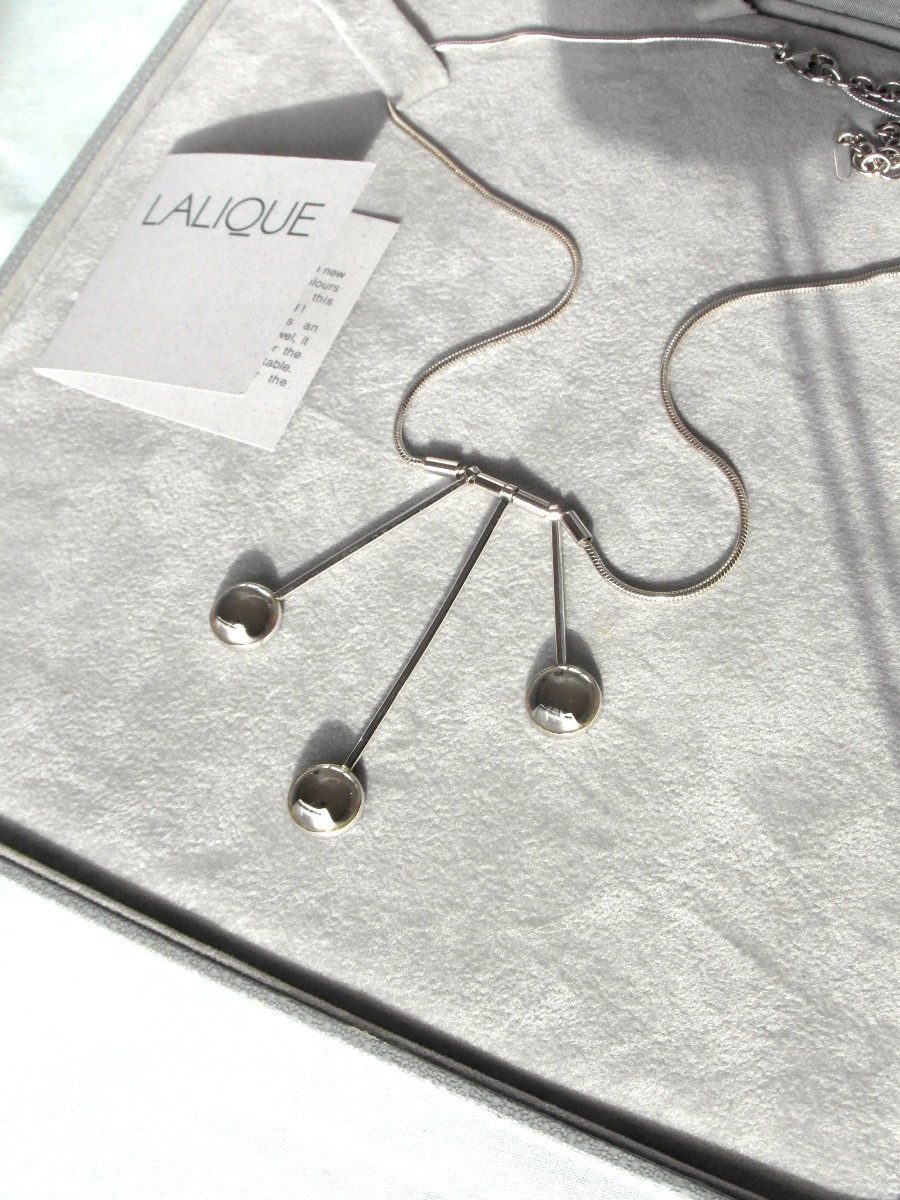 Charmant collier "Oxygene" par Lalique en argent et cristal, neuf avec boite, era daum baccarat-photo-3