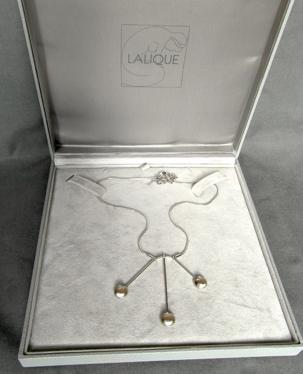 Charmant collier "Oxygene" par Lalique en argent et cristal, neuf avec boite, era daum baccarat-photo-3
