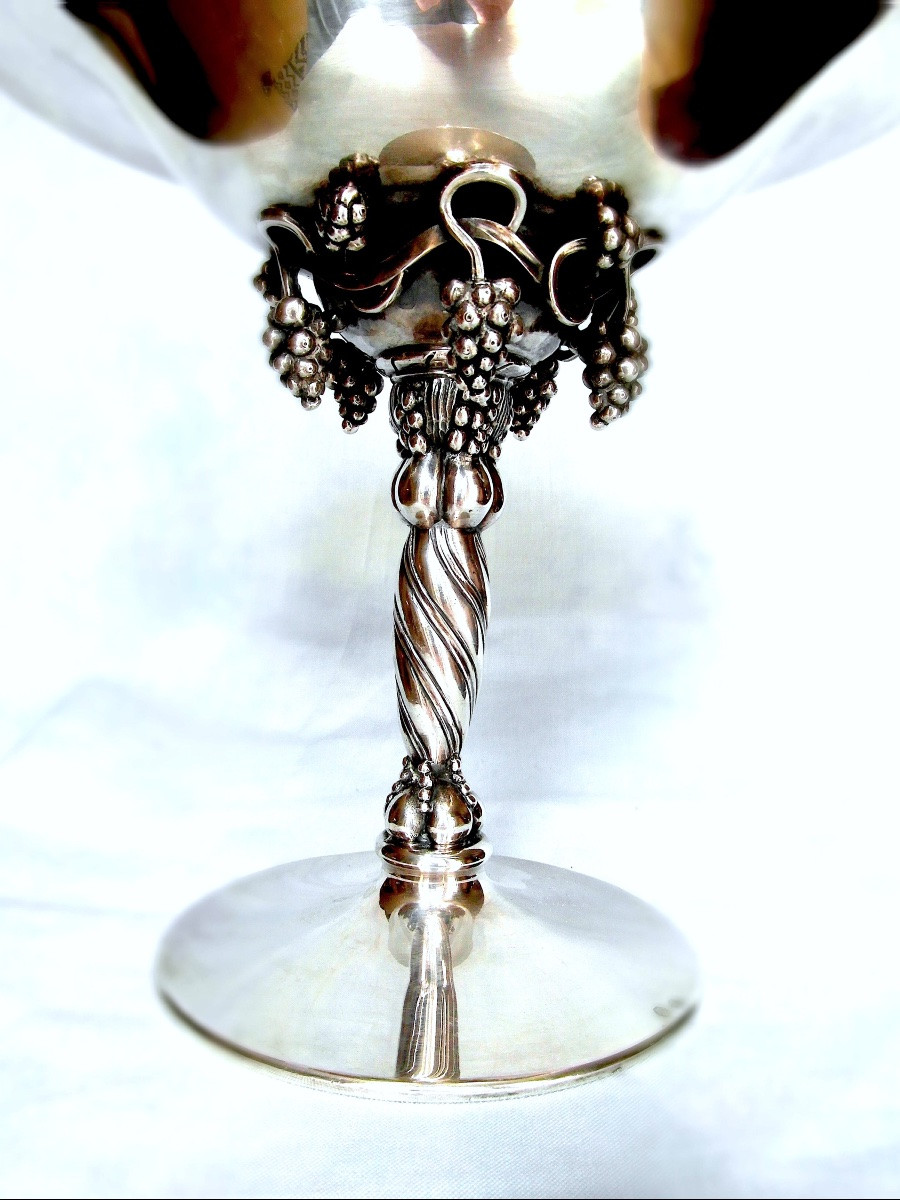 Rare Sterling Silver Grape Bowl By Georg Jensen, Model 263, Circa 1930, Daum Era-photo-3