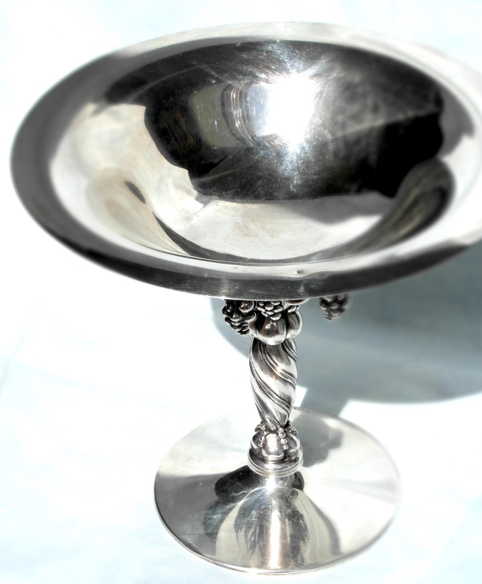 Rare Sterling Silver Grape Bowl By Georg Jensen, Model 263, Circa 1930, Daum Era-photo-5