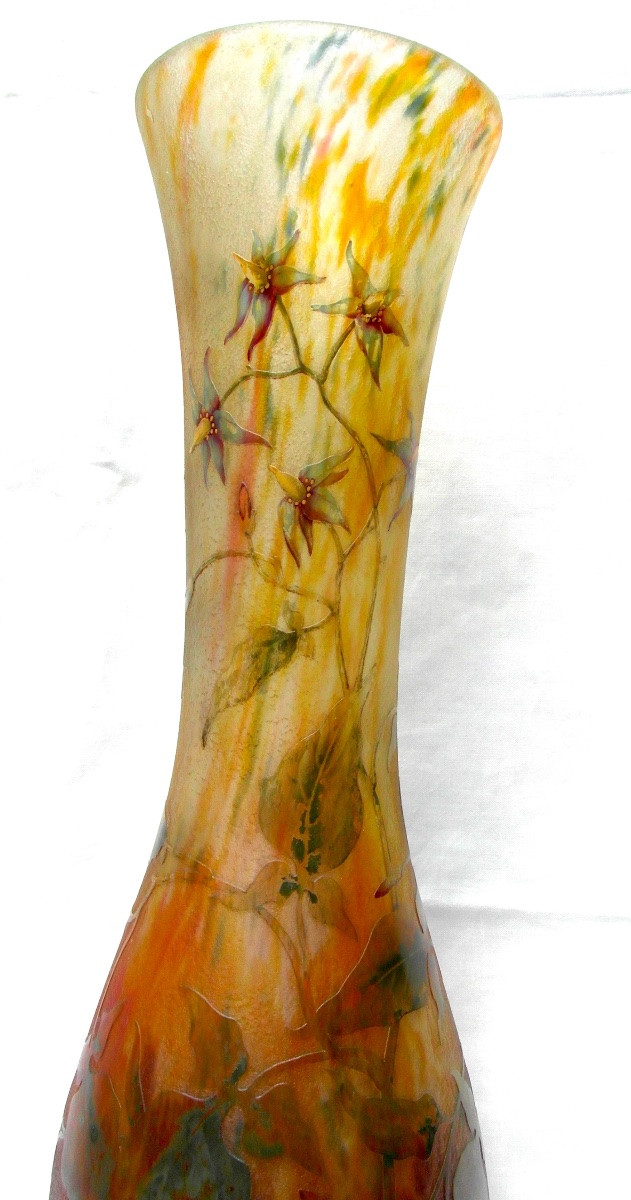 Grand Vase Daum à Décor Gravé De Solanées,  48 Cm!  Era Galle 1900 art-nouveau-photo-4