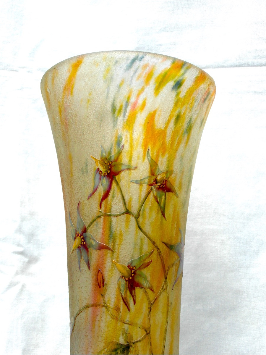 Grand Vase Daum à Décor Gravé De Solanées,  48 Cm!  Era Galle 1900 art-nouveau-photo-6