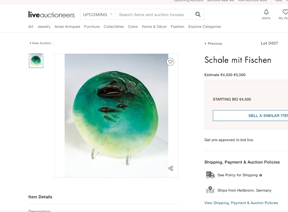 Rare Coupe Aux Poissons Par Amalric Walter, vraie pate de verre, Era Daum Galle Argy 1920-photo-6
