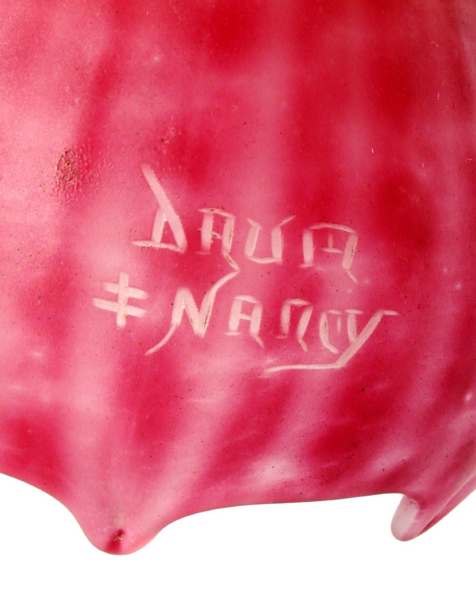 Daum Lamp, Rare Threaded Tulip, Pulled With Pliers, Bright Colors, Galle Cayette Era 1900-photo-4