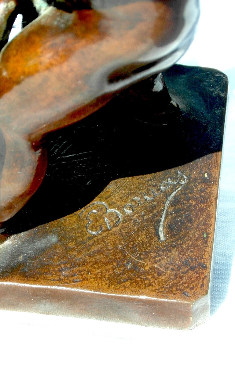 Bronze 1900 d'Ernest Barrias "putti Au Panier d'Osier", Fondeur Barbedienne, Era Daum-photo-7