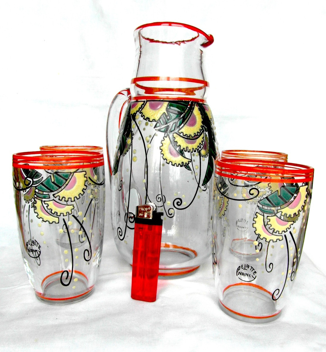 Rare Service à Orangeade période Art-deco Delatte, Parfait, Era Daum Galle 1920-photo-3