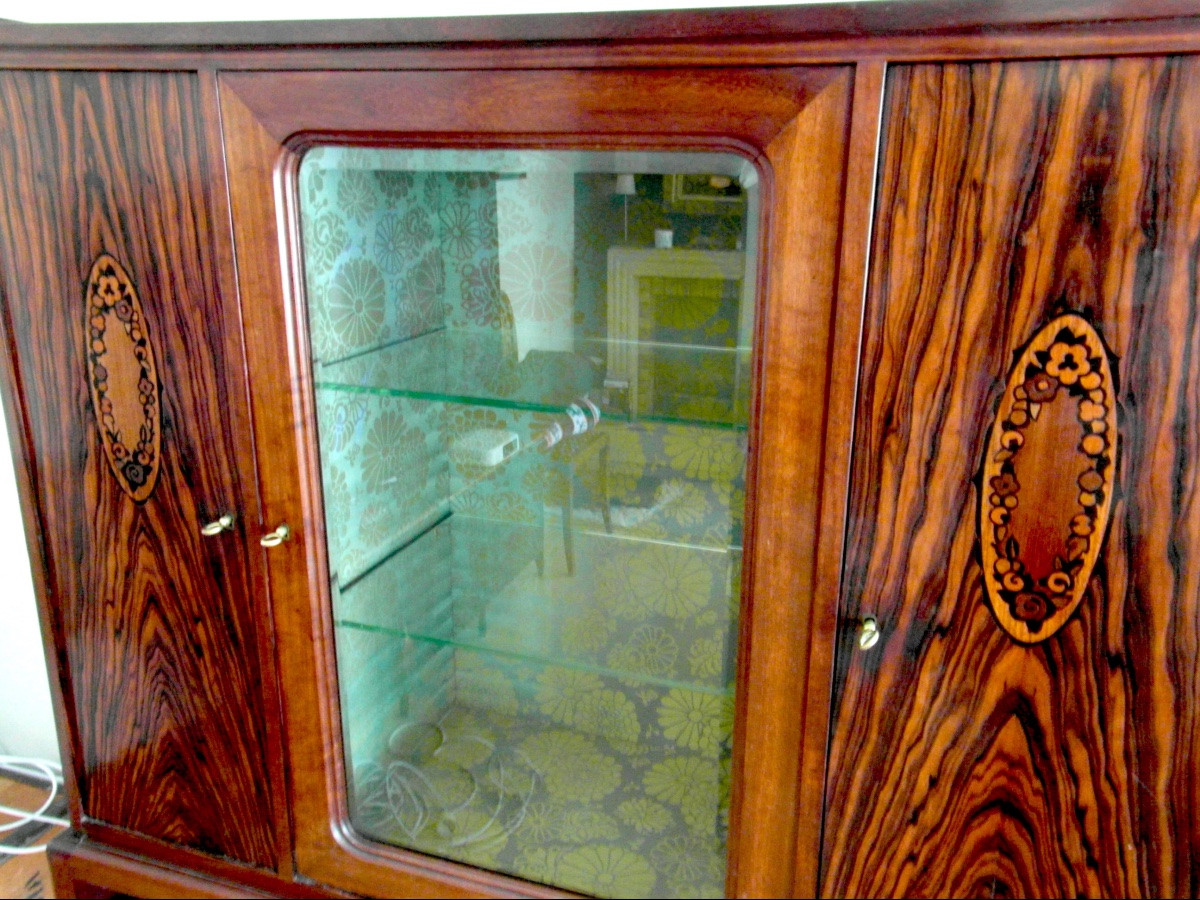 Art Deco Majorelle Display Case In Macassar Ebony, Stamped, Daum Galle Era 1920-photo-4