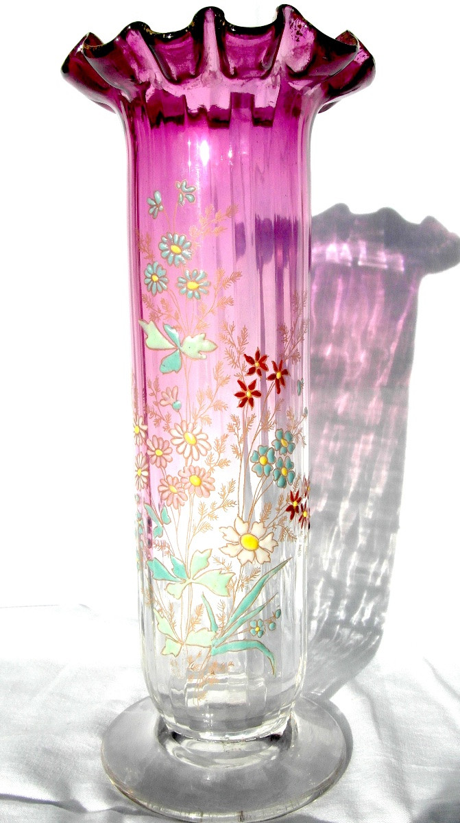 Vase "Fleurs de champs" en verre émaillé  par Legras, era Daum Galle 1900-photo-2