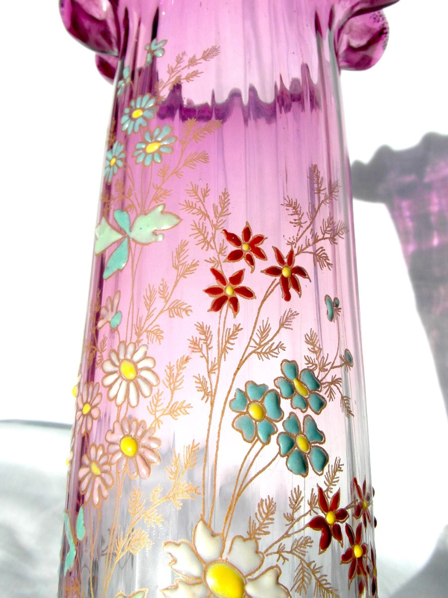 Vase "Fleurs de champs" en verre émaillé  par Legras, era Daum Galle 1900-photo-4