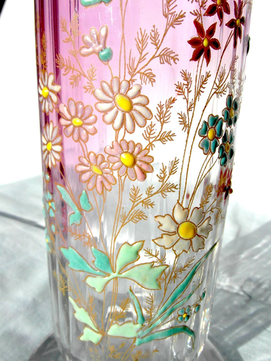 Vase "Fleurs de champs" en verre émaillé  par Legras, era Daum Galle 1900-photo-2