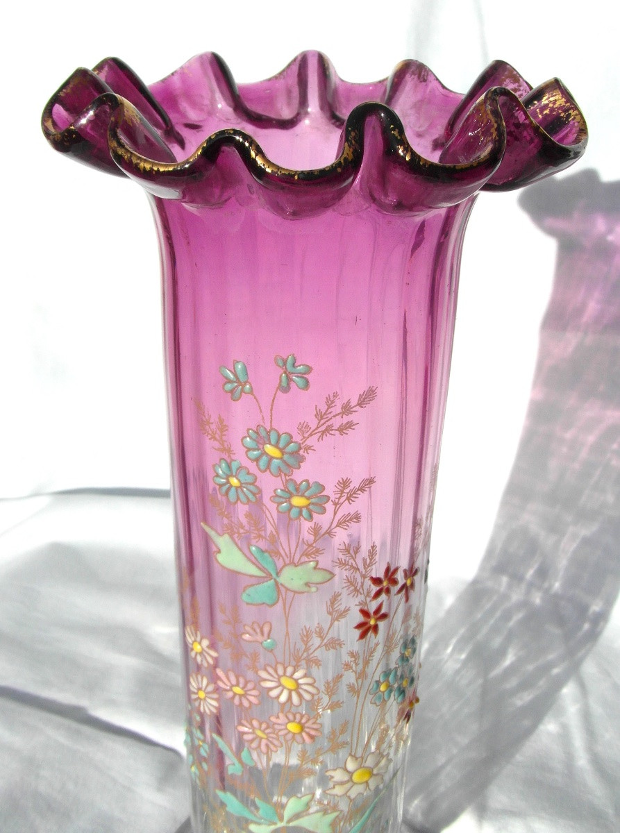 Vase "Fleurs de champs" en verre émaillé  par Legras, era Daum Galle 1900-photo-3