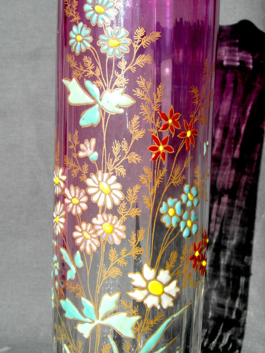 Vase "Fleurs de champs" en verre émaillé  par Legras, era Daum Galle 1900-photo-4