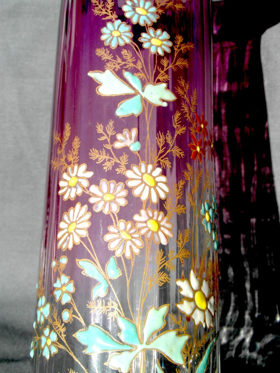 Vase "Fleurs de champs" en verre émaillé  par Legras, era Daum Galle 1900-photo-5