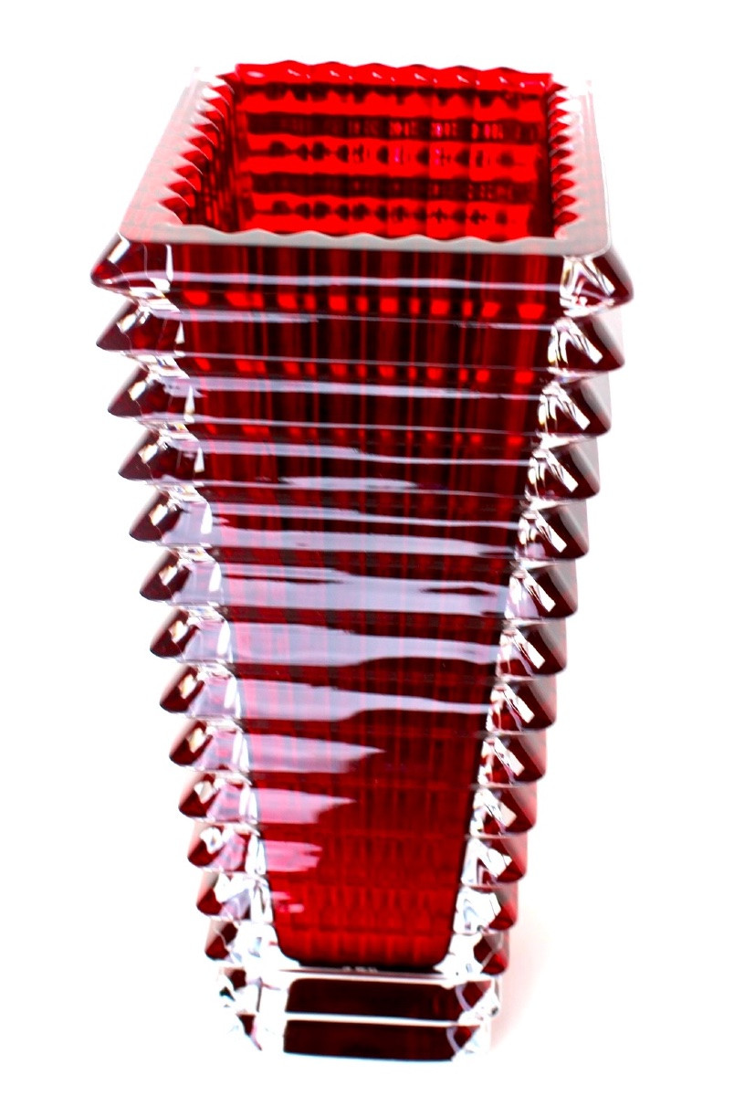 Vase Baccarat modèle "EYE" rouge, parfait, dans sa boite, era daum Lalique -photo-1