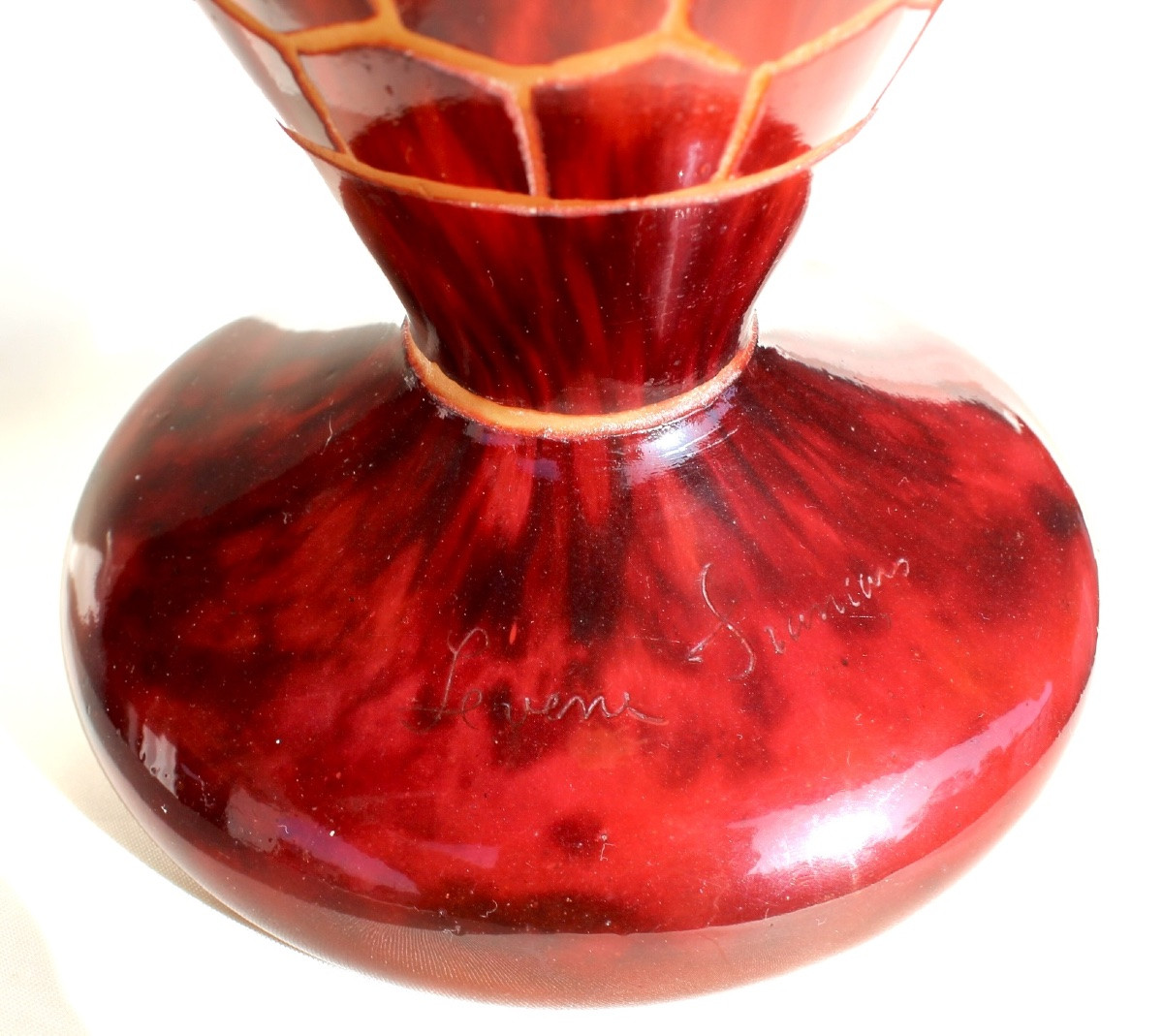 Vase aux pavots en verre gravé par Schneider signé "le verre français", era daum galle art-déco-photo-4
