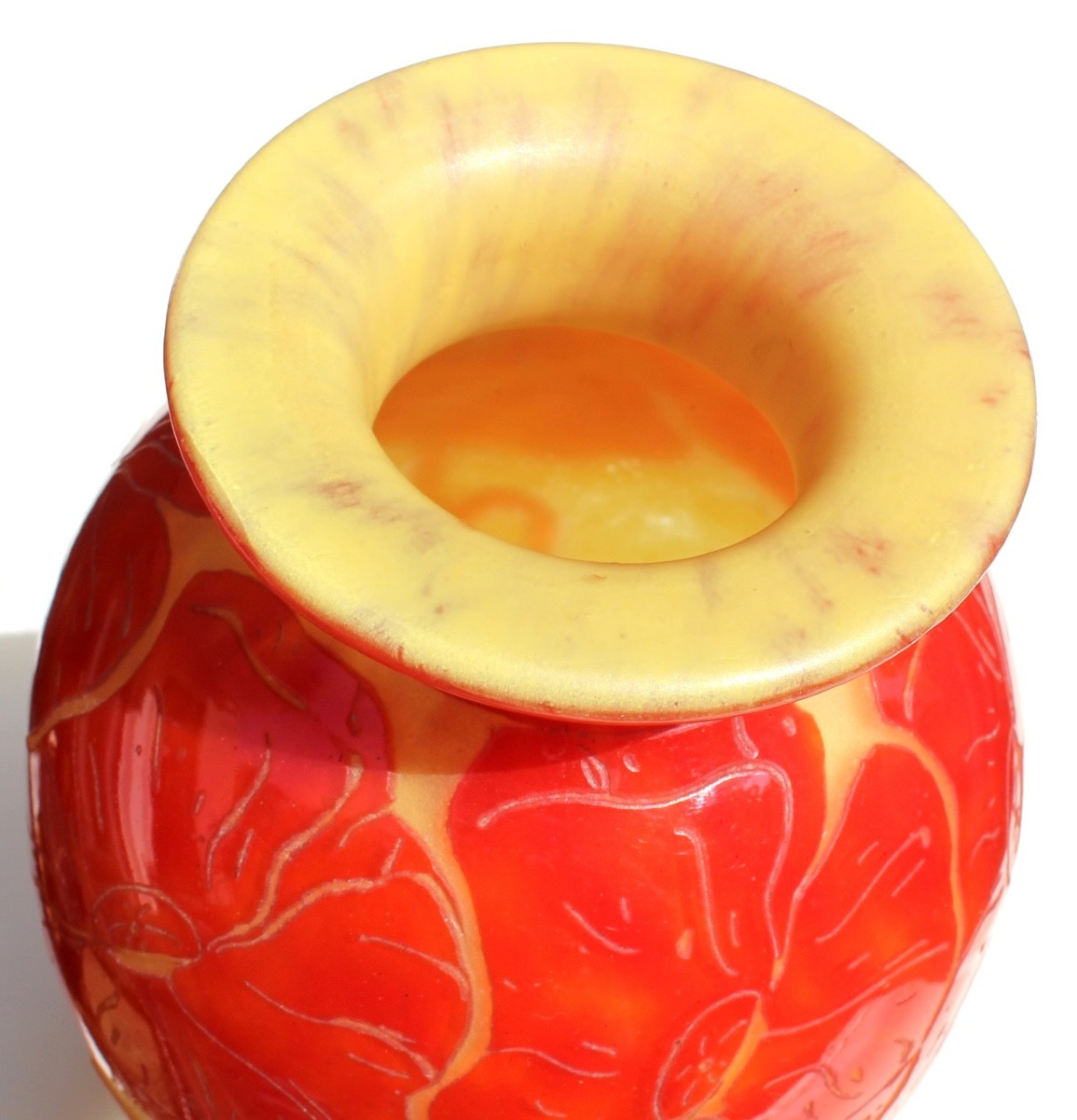 Vase aux pavots en verre gravé par Schneider signé "le verre français", era daum galle art-déco-photo-6