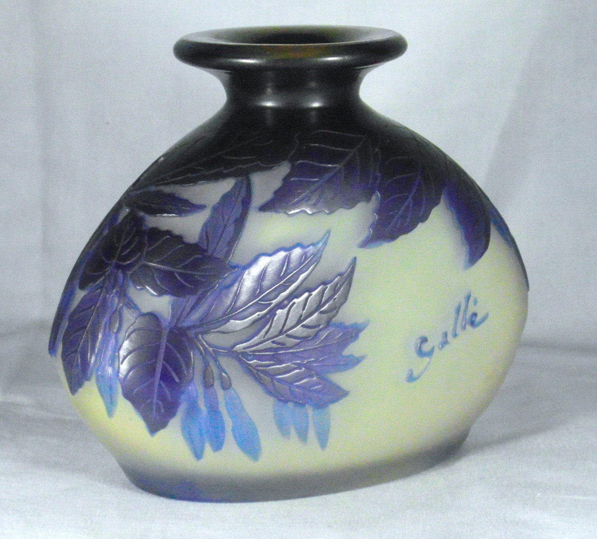 Vase gourde aux fuchsias bleus par Galle, vers 1900 era daum muller art-nouveau-photo-2