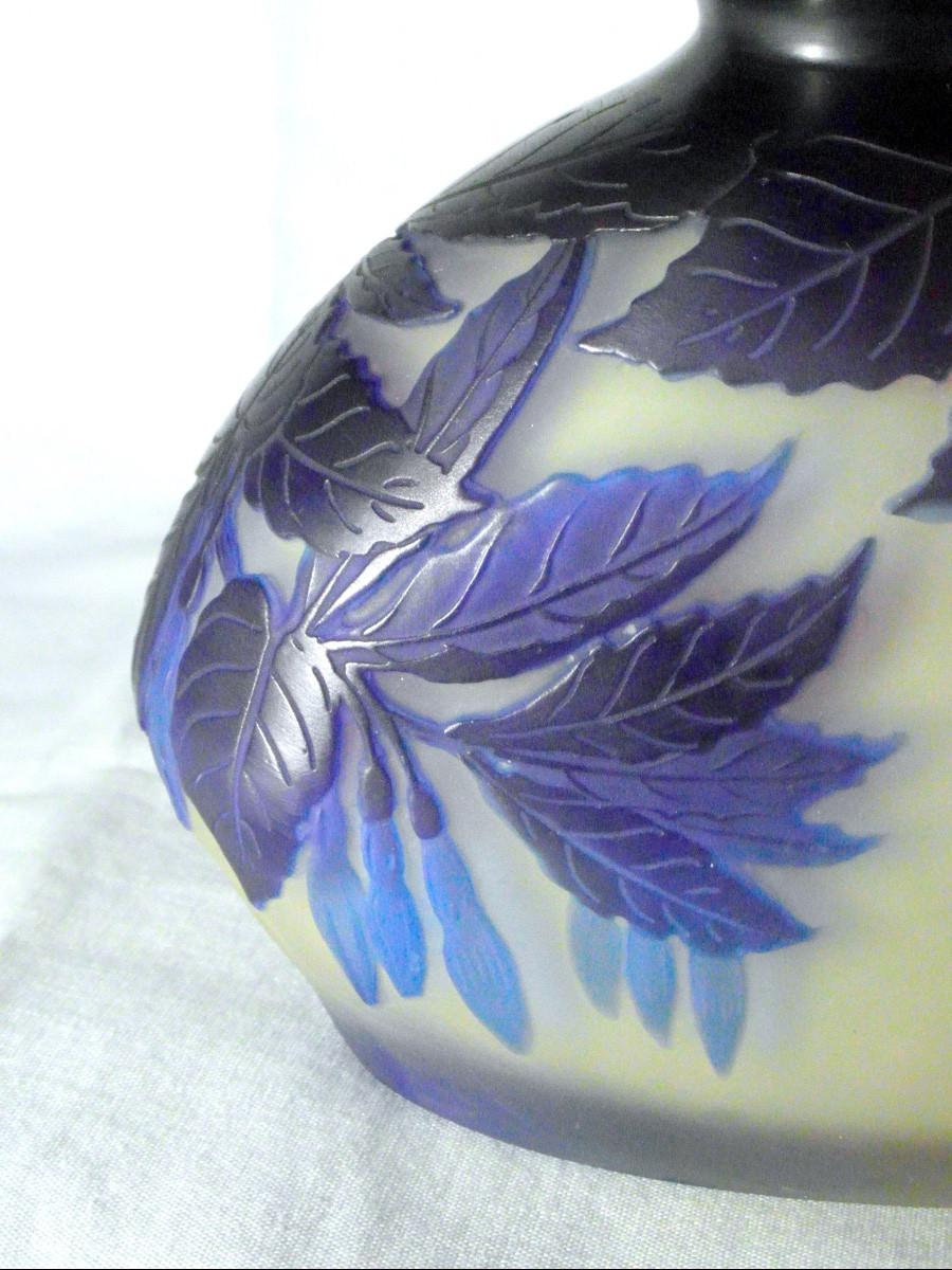 Vase gourde aux fuchsias bleus par Galle, vers 1900 era daum muller art-nouveau-photo-4