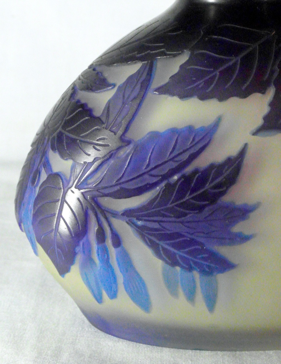 Vase gourde aux fuchsias bleus par Galle, vers 1900 era daum muller art-nouveau-photo-2