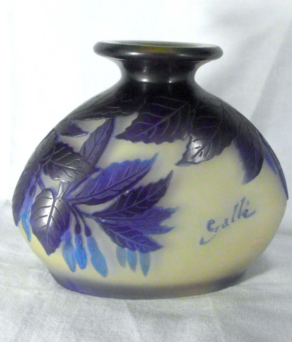 Vase gourde aux fuchsias bleus par Galle, vers 1900 era daum muller art-nouveau-photo-6