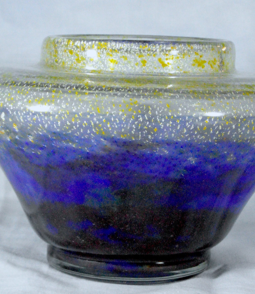 Art Deco Vase With Gold And Silver Sequins By Muller, Daum Galle Era 1925-photo-2