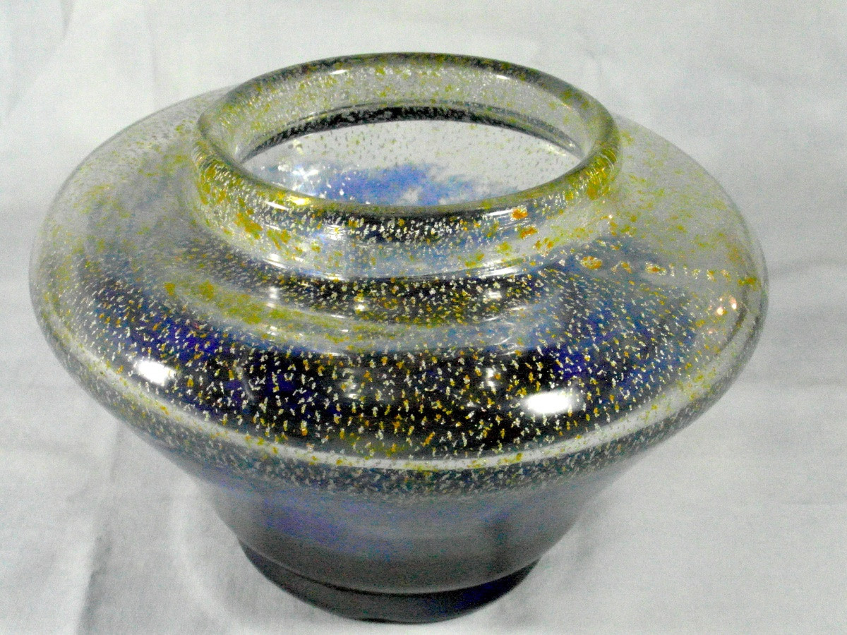 Art Deco Vase With Gold And Silver Sequins By Muller, Daum Galle Era 1925-photo-3