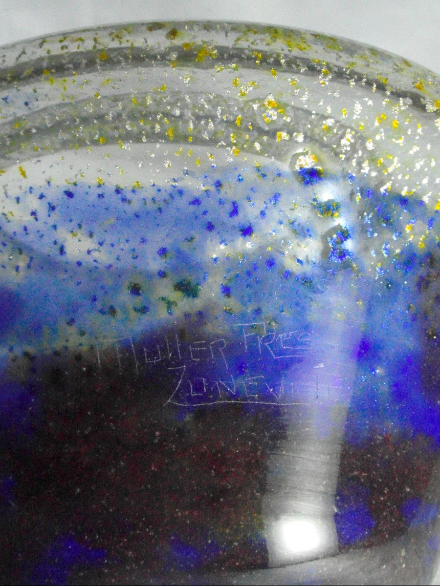 Art Deco Vase With Gold And Silver Sequins By Muller, Daum Galle Era 1925-photo-4