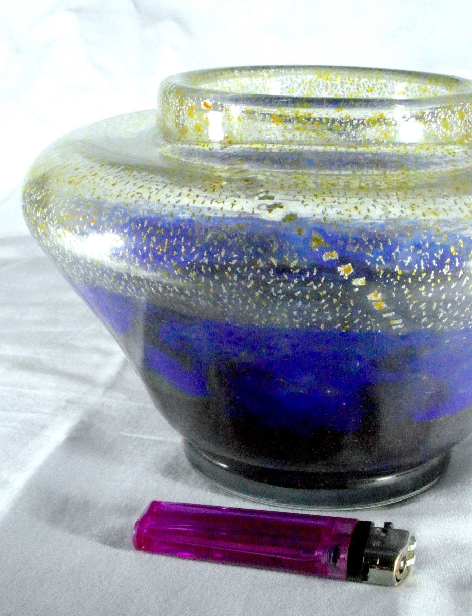 Art Deco Vase With Gold And Silver Sequins By Muller, Daum Galle Era 1925-photo-6