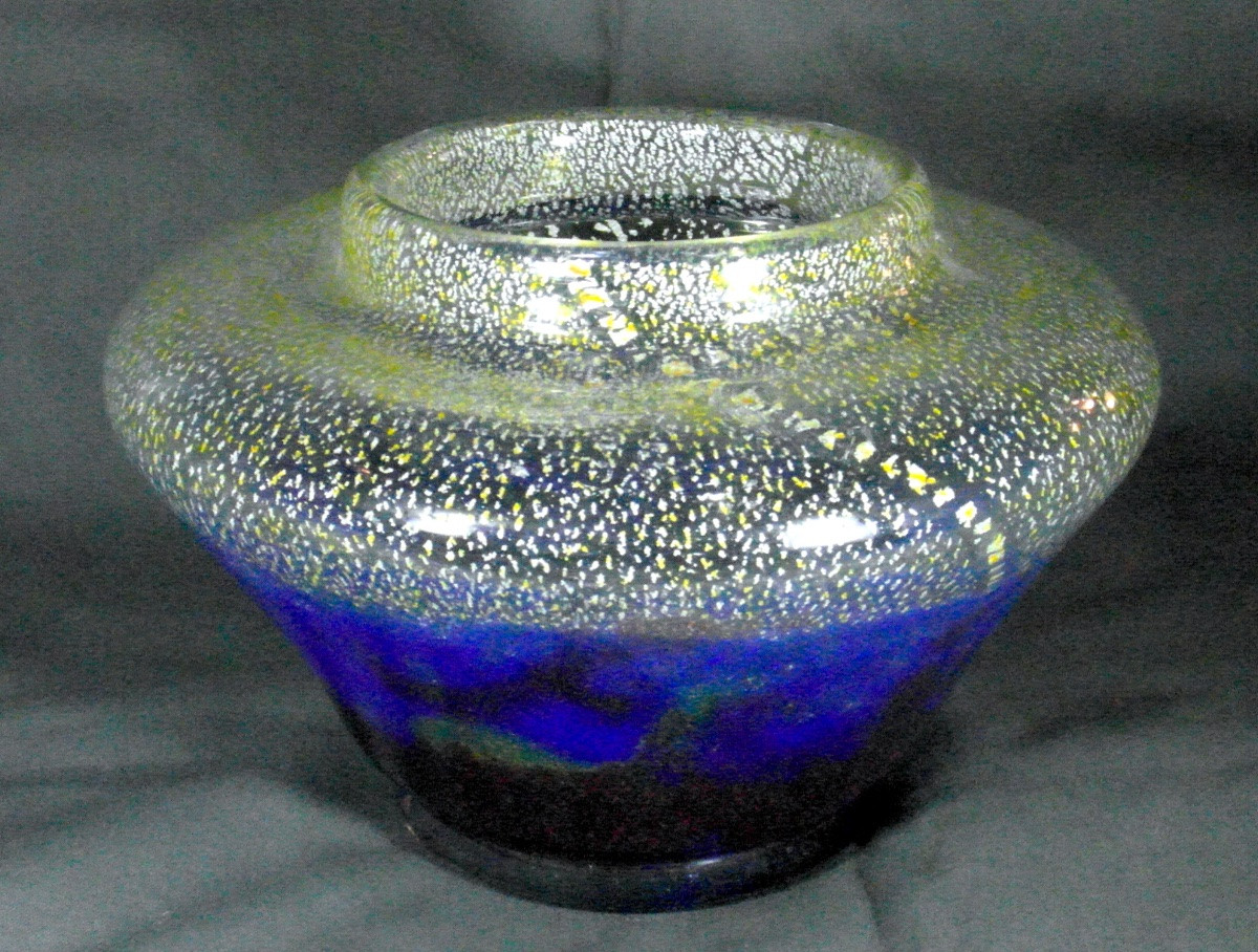 Art Deco Vase With Gold And Silver Sequins By Muller, Daum Galle Era 1925-photo-7