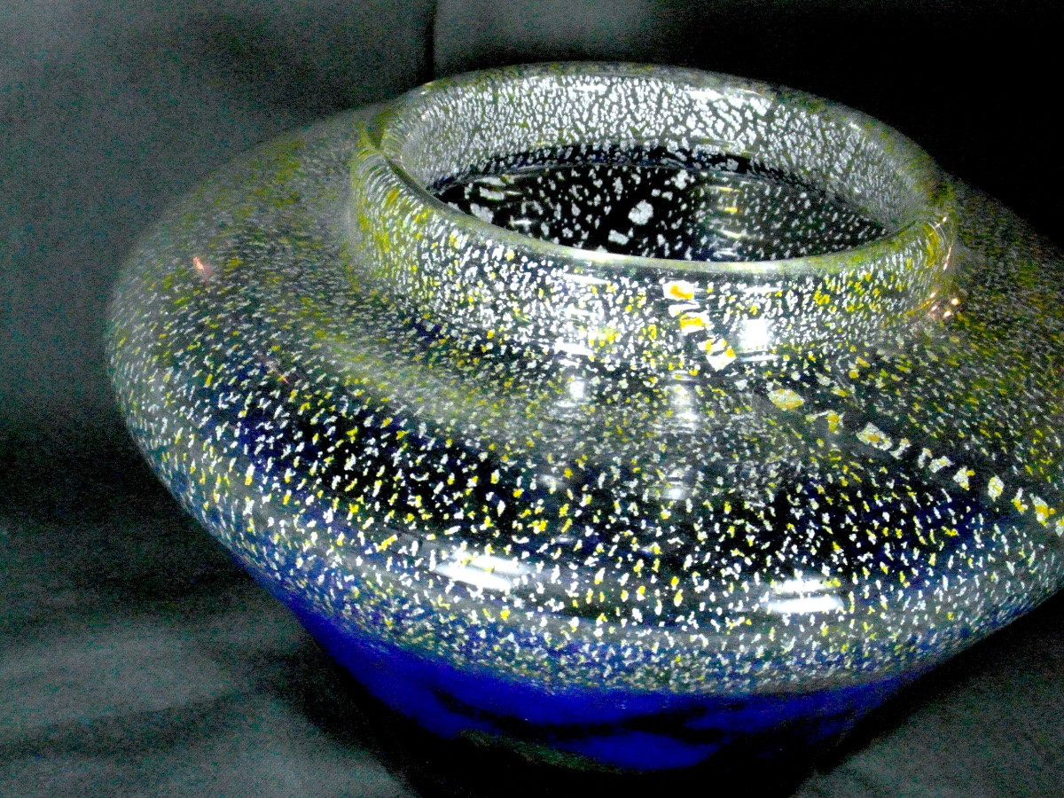 Art Deco Vase With Gold And Silver Sequins By Muller, Daum Galle Era 1925-photo-8