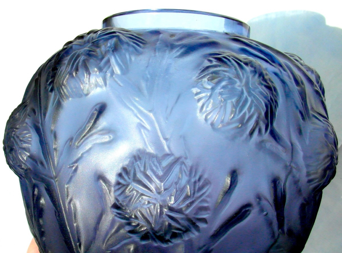 Sabino Art Deco Vase With A Seascape Decoration, Lalique/daum Era, 1920-photo-3