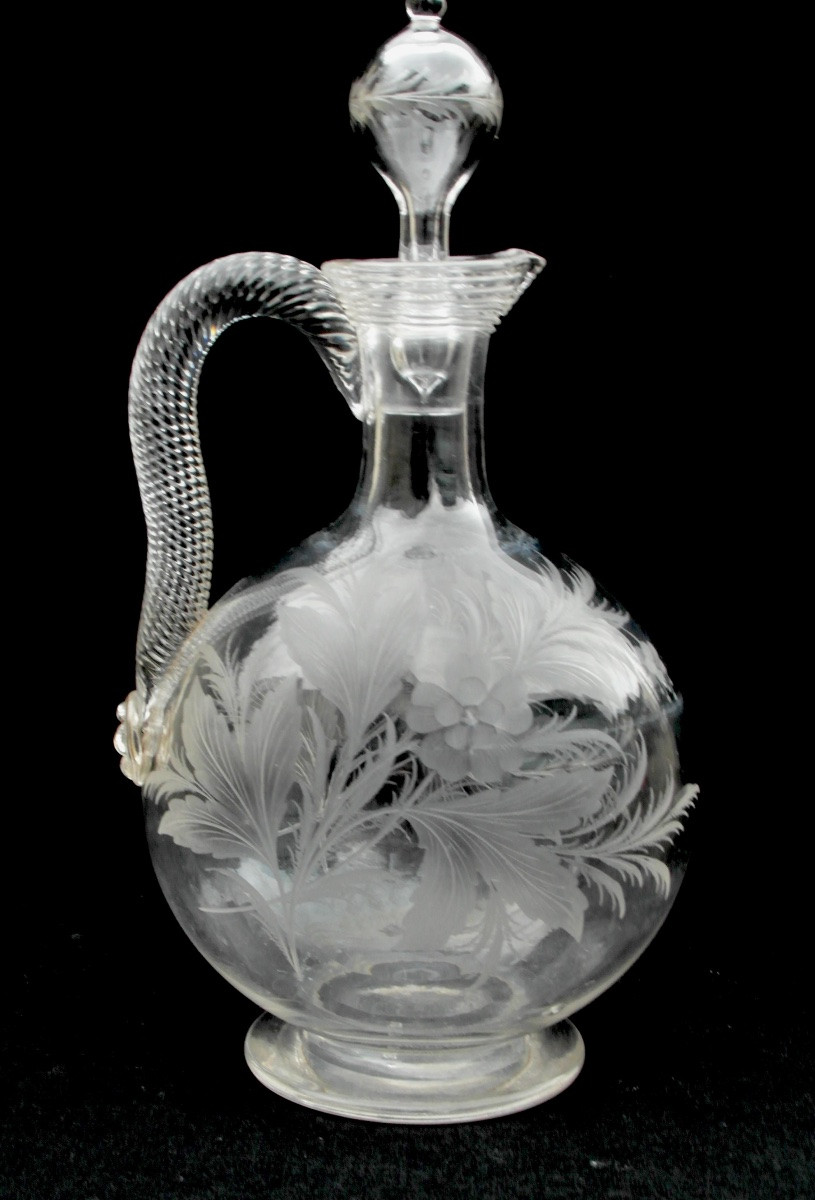Crystal Decanter Reworked By Saint-louis, Circa 1880, Era Daum Baccarat Lalique-photo-2