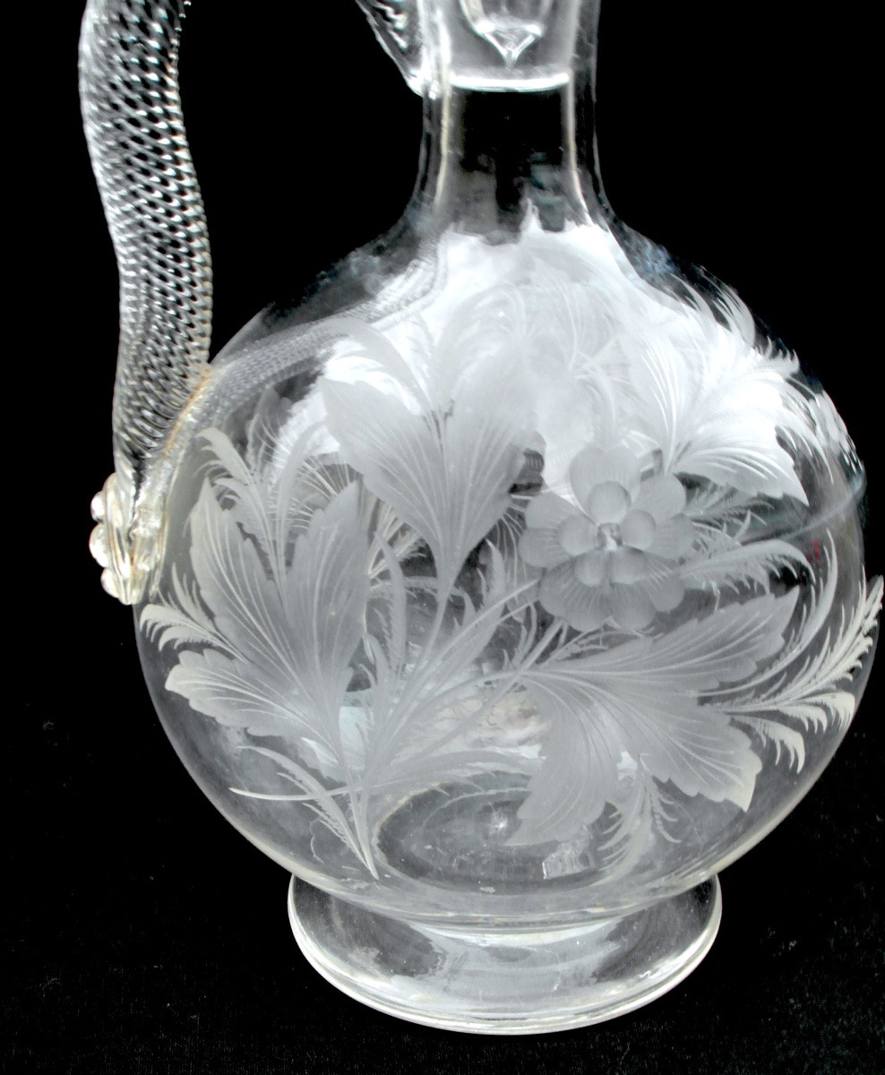 Crystal Decanter Reworked By Saint-louis, Circa 1880, Era Daum Baccarat Lalique-photo-1