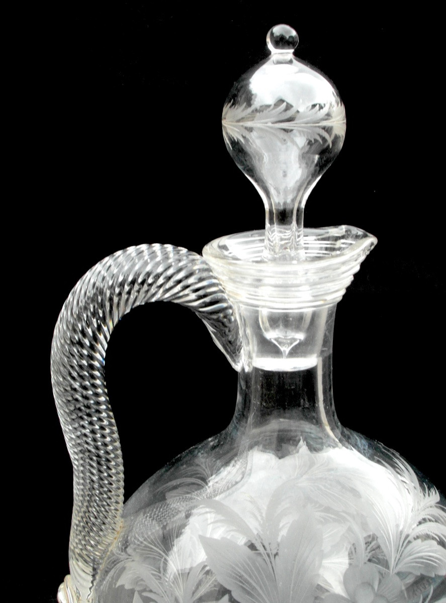 Crystal Decanter Reworked By Saint-louis, Circa 1880, Era Daum Baccarat Lalique-photo-4