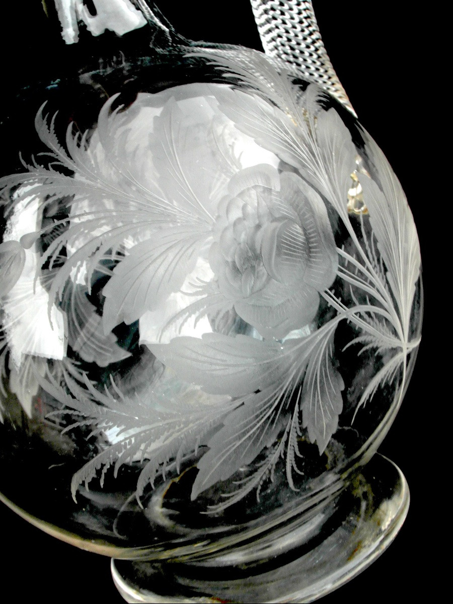 Crystal Decanter Reworked By Saint-louis, Circa 1880, Era Daum Baccarat Lalique-photo-6