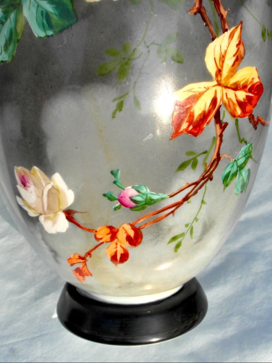 Vase en opaline à décor floral par Baccarat, vers 1880, era daum galle art-nouveau-photo-4