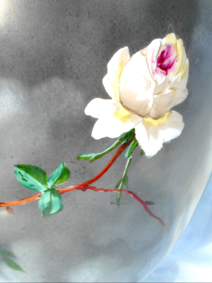 Vase en opaline à décor floral par Baccarat, vers 1880, era daum galle art-nouveau-photo-2