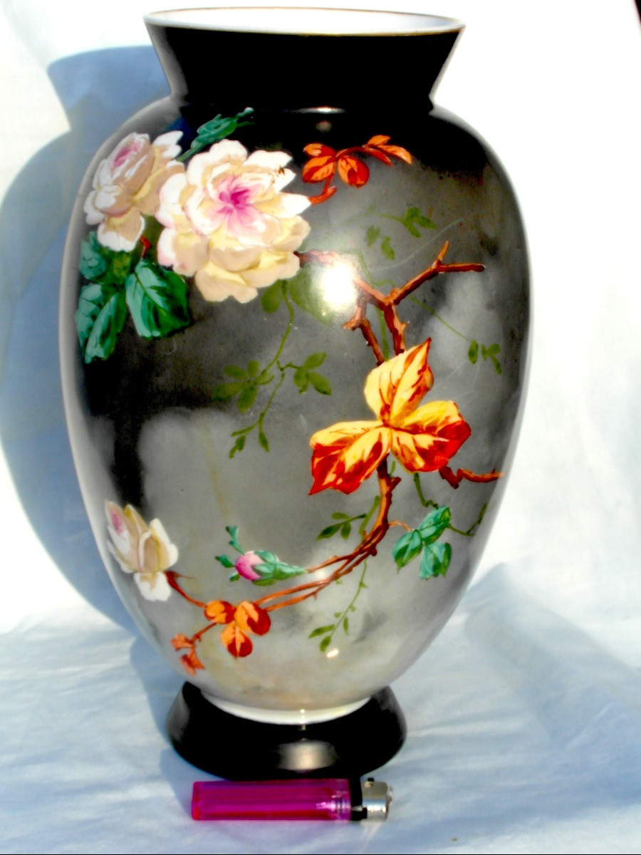 Vase en opaline à décor floral par Baccarat, vers 1880, era daum galle art-nouveau-photo-3