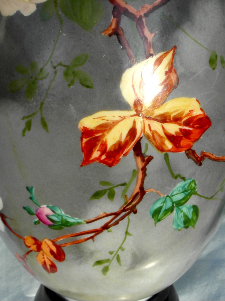 Vase en opaline à décor floral par Baccarat, vers 1880, era daum galle art-nouveau-photo-5