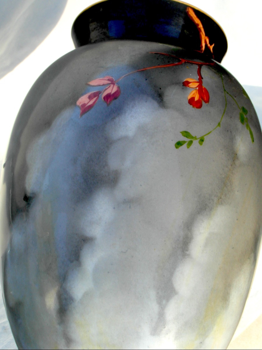 Vase en opaline à décor floral par Baccarat, vers 1880, era daum galle art-nouveau-photo-7