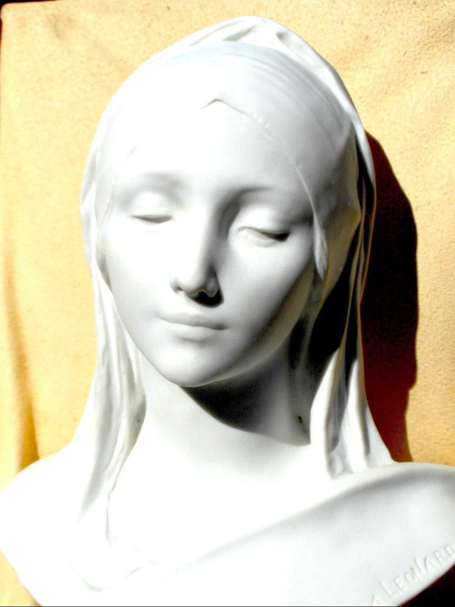 Buste "jeune paysanne" par A.Leonard en biscuit de la M. Nationale de SEVRES, vers 1900-photo-3