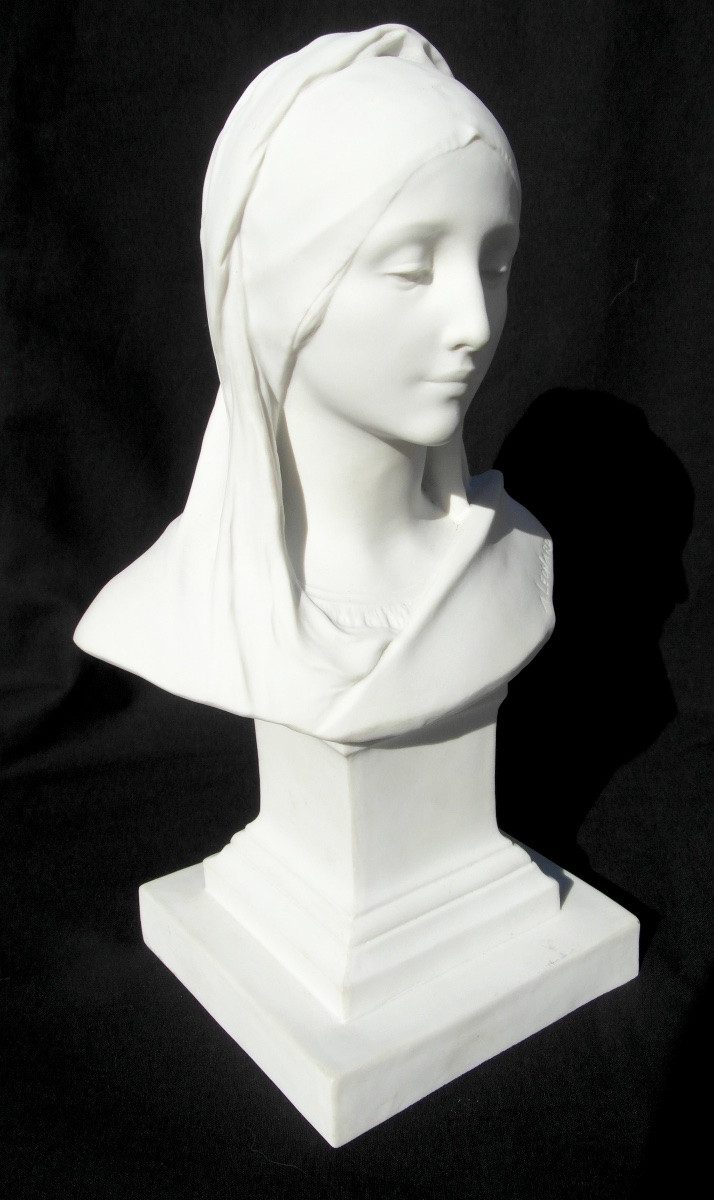 Buste "jeune paysanne" par A.Leonard en biscuit de la M. Nationale de SEVRES, vers 1900-photo-4