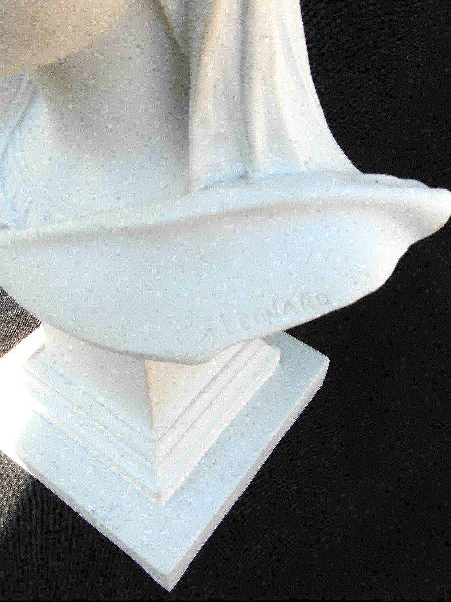 Buste "jeune paysanne" par A.Leonard en biscuit de la M. Nationale de SEVRES, vers 1900-photo-4