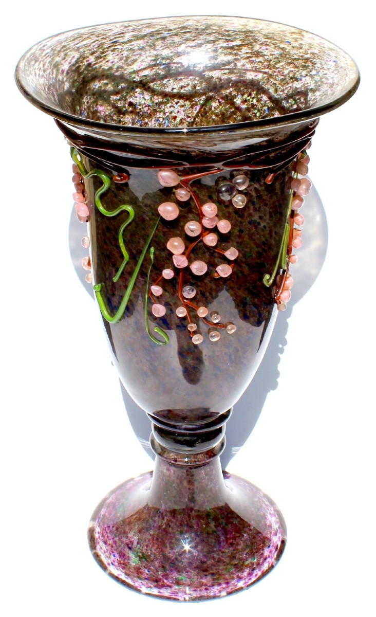 Vase aux raisins en applications par Ioan NEMTOI, hommage à daum, 75 cm de hauteur, 17,4 kg!-photo-3