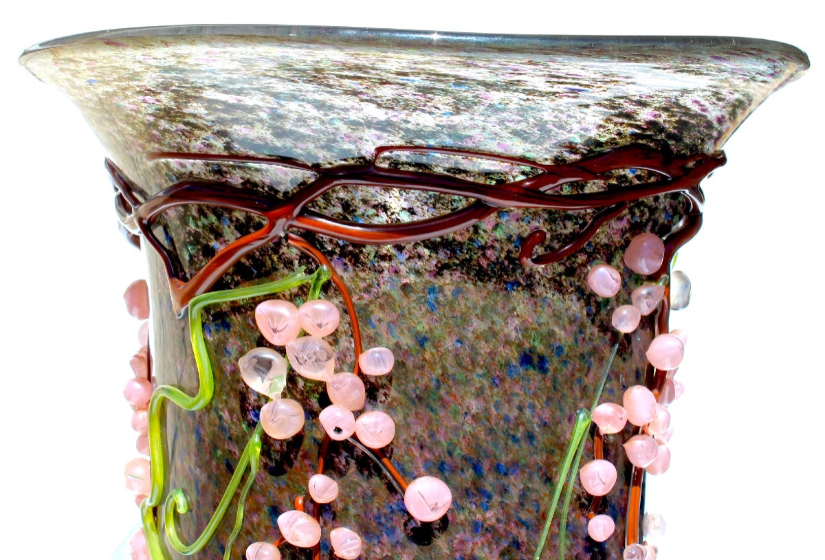 Vase aux raisins en applications par Ioan NEMTOI, hommage à daum, 75 cm de hauteur, 17,4 kg!-photo-4