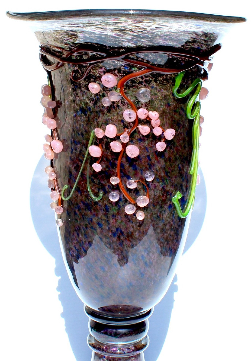 Vase aux raisins en applications par Ioan NEMTOI, hommage à daum, 75 cm de hauteur, 17,4 kg!-photo-3