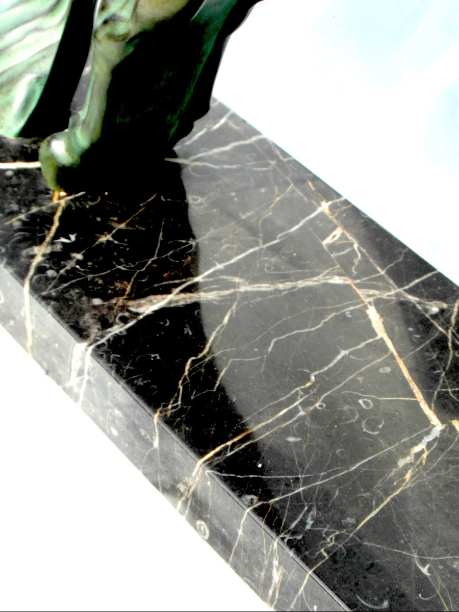 Sculpture art-deco  "La chevauchée" par C.Charles  édition Le Verrier, 62 cm, era 1930 -photo-8